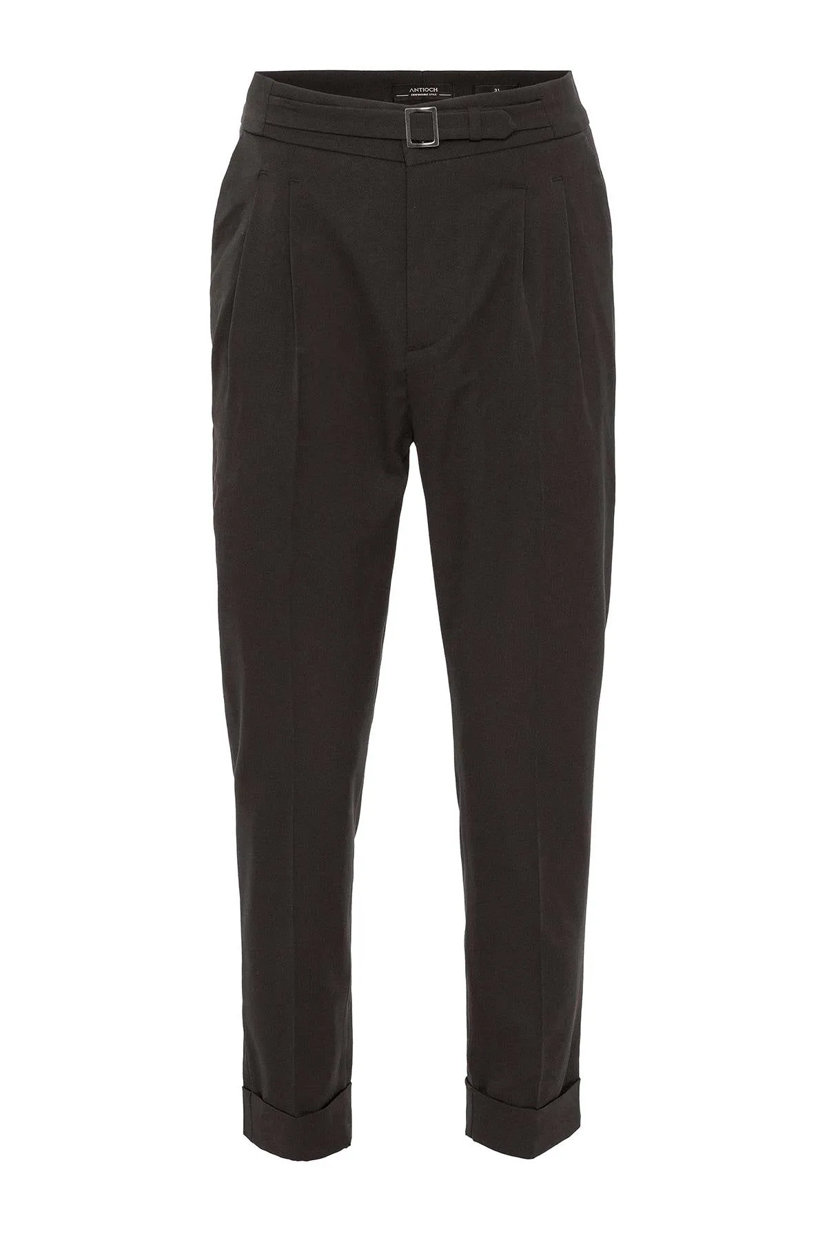 Men's Brown High Waist Buckle Detailed Trousers - Wessi sold by Wessi product image thumbnail 5