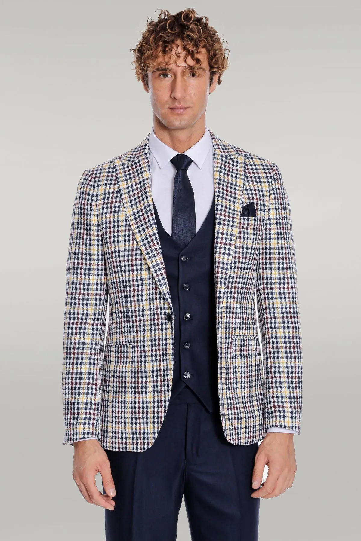 Plaid Navy Blue Men Suit - Wessi sold by Wessi product image thumbnail 5