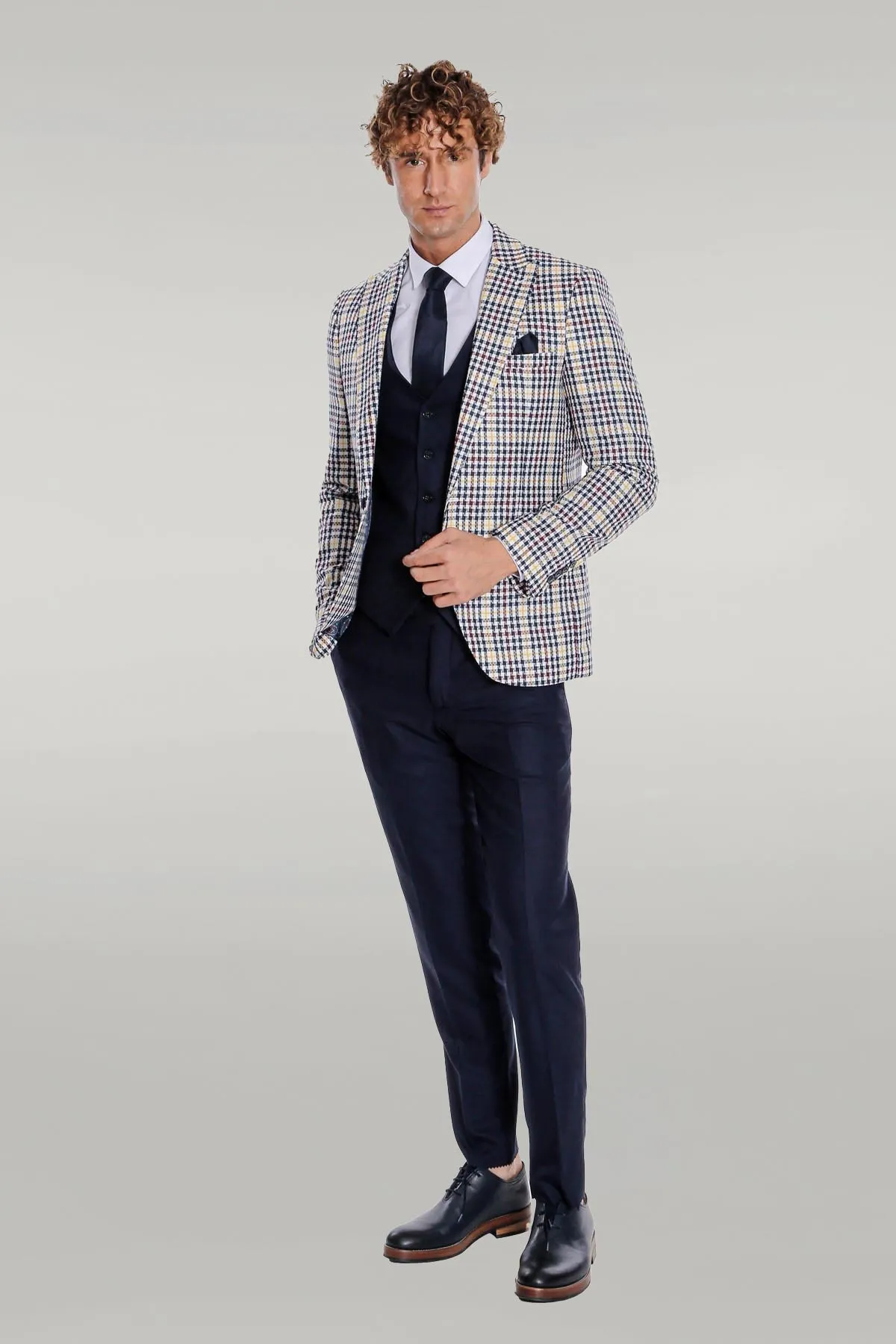 Plaid Navy Blue Men Suit - Wessi sold by Wessi product image thumbnail 2