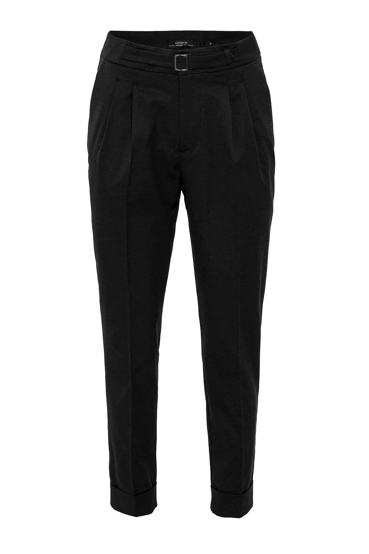 Black High Waist Buckle Detailed Men's Trousers - Wessi sold by Wessi product image thumbnail 5