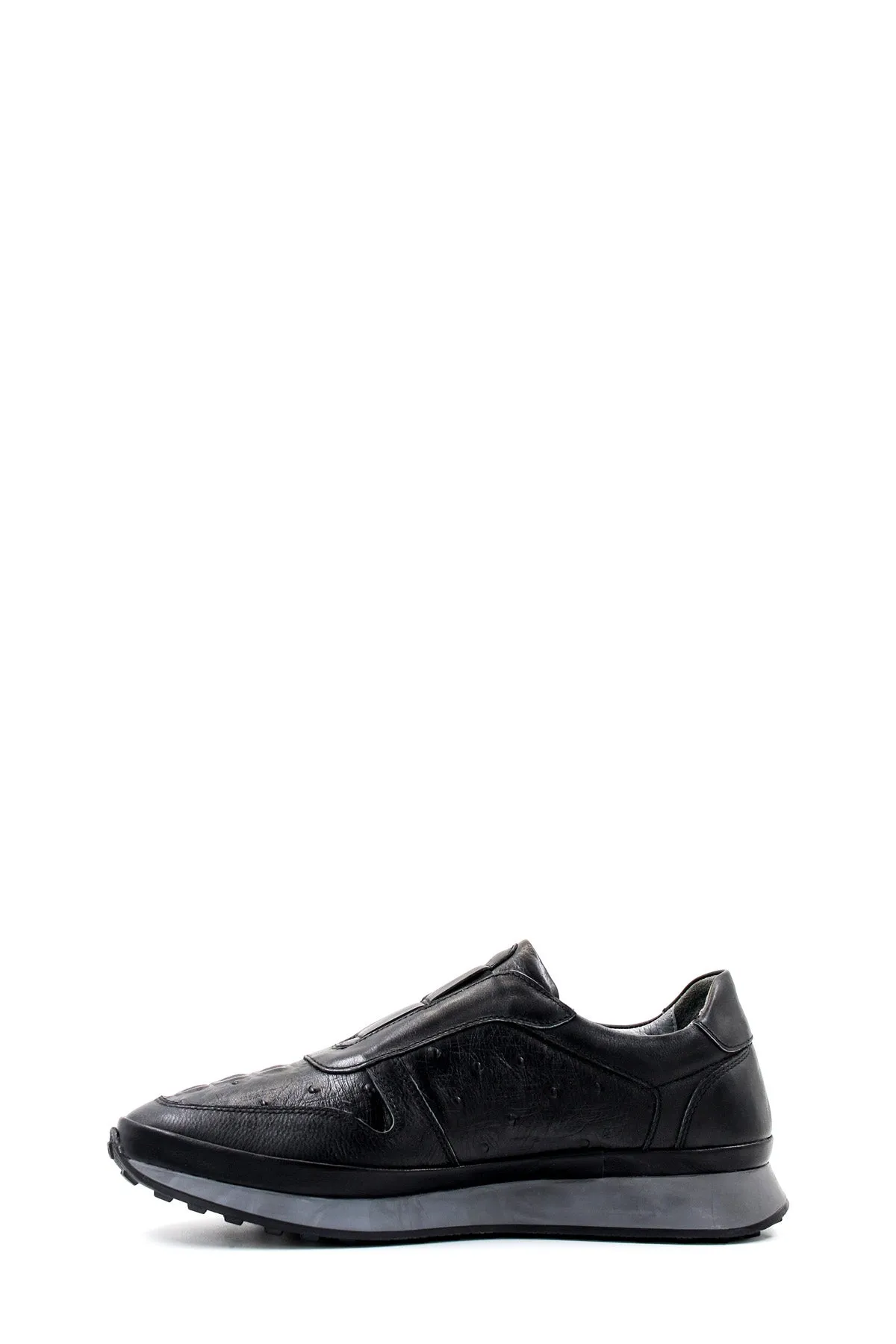 Men's Black Leather Sneakers with Textured Sole - Wessi sold by Wessi product image thumbnail 2