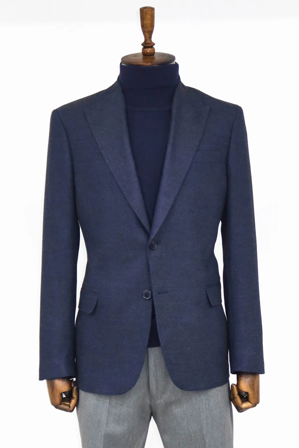 Plain Slim Fit Sport Navy Blue Men Blazer - Wessi sold by Wessi