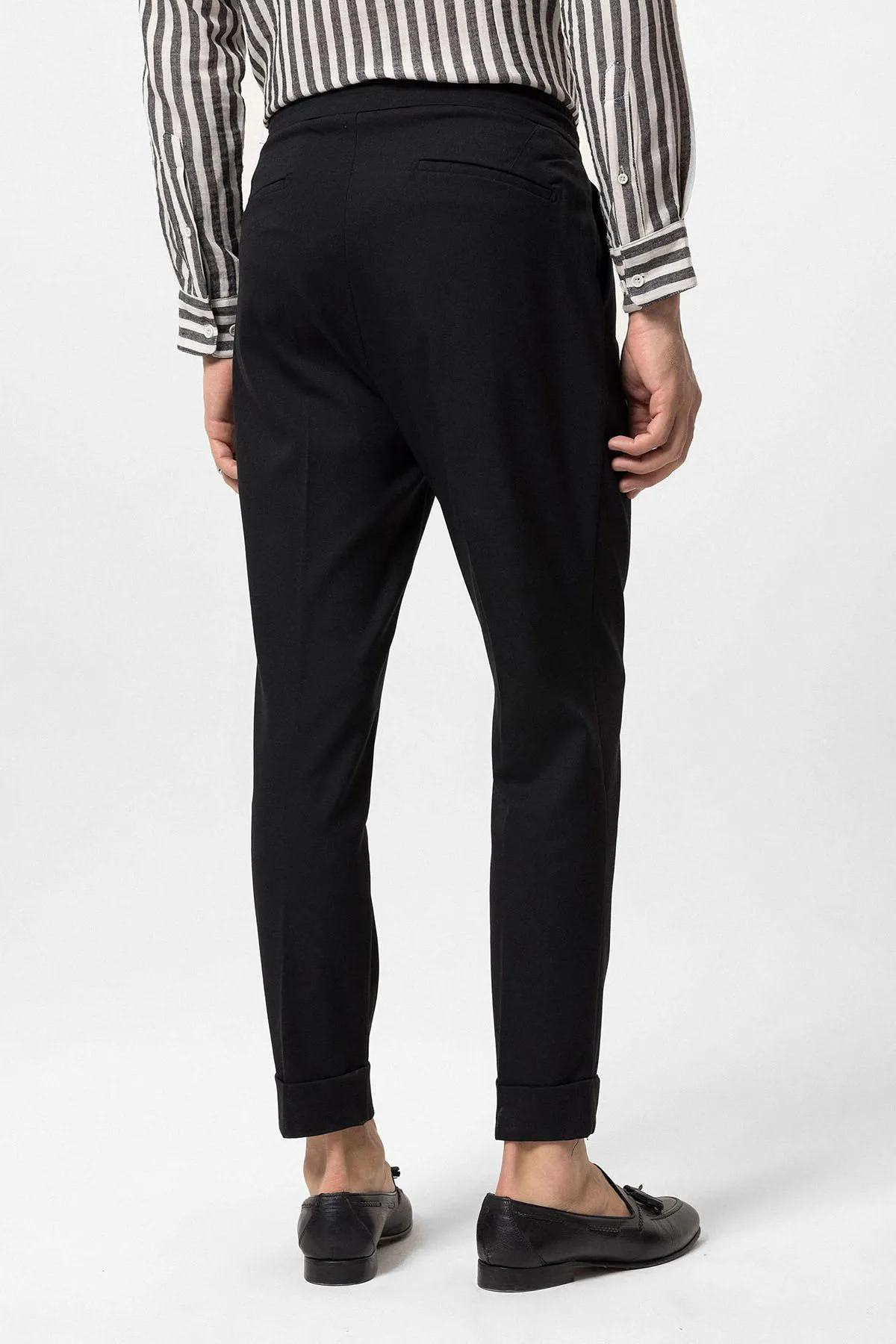 Black Elastic Waist Pleated Men's Trousers - Wessi sold by Wessi product image thumbnail 5