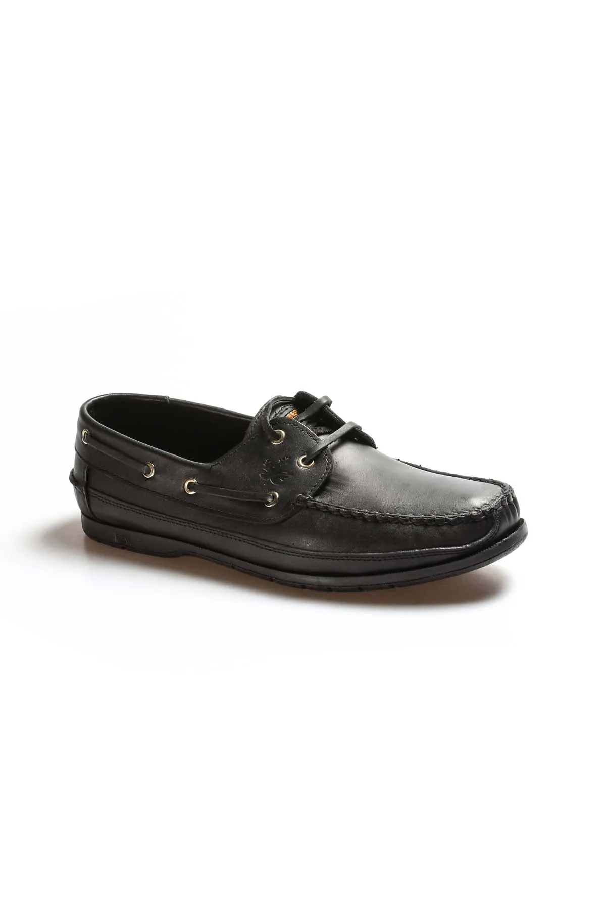 Men's Black Leather Boat Shoes with Lace-Up Detail - Wessi sold by Wessi product image thumbnail 3