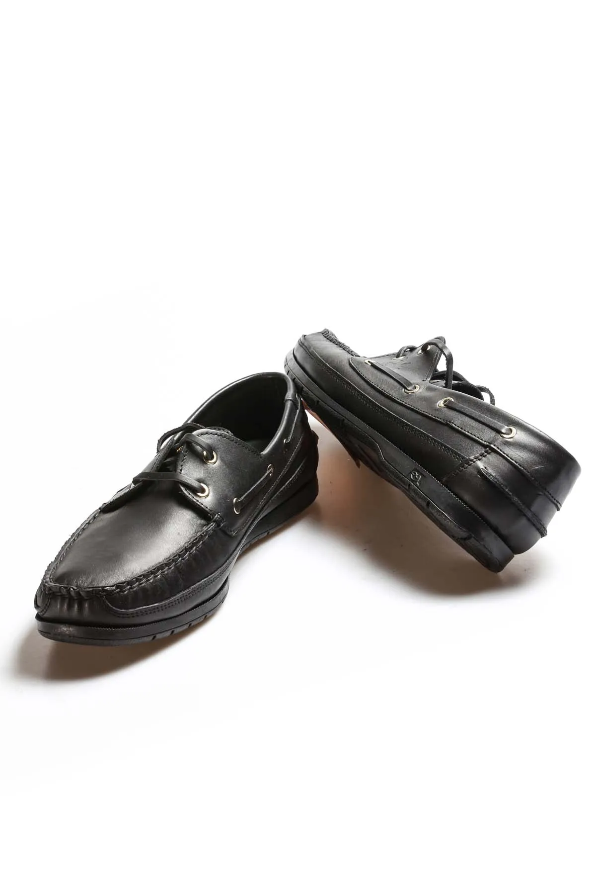 Men's Black Leather Boat Shoes with Lace-Up Detail - Wessi sold by Wessi product image thumbnail 4