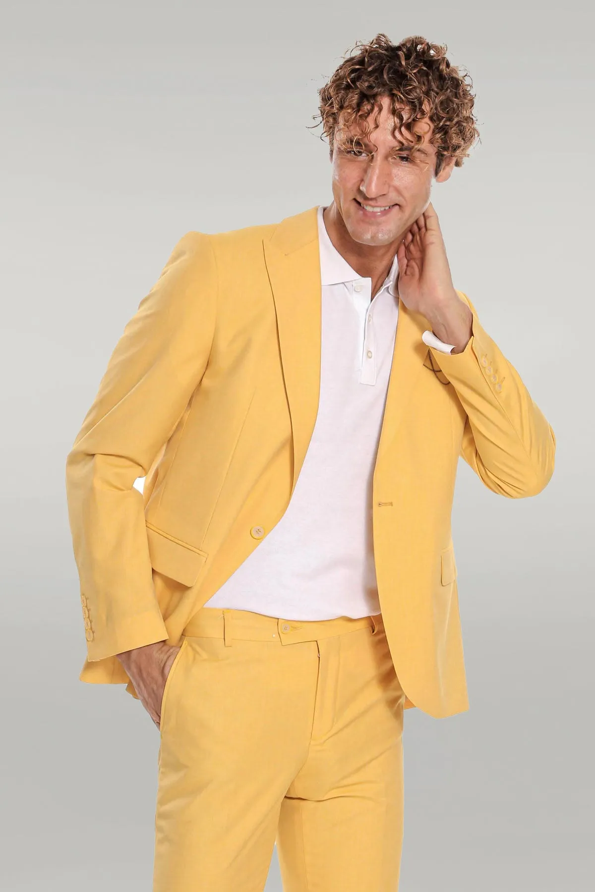 2 Piece Patterned Slim Fit Yellow Men Suit - Wessi sold by Wessi product image thumbnail 3
