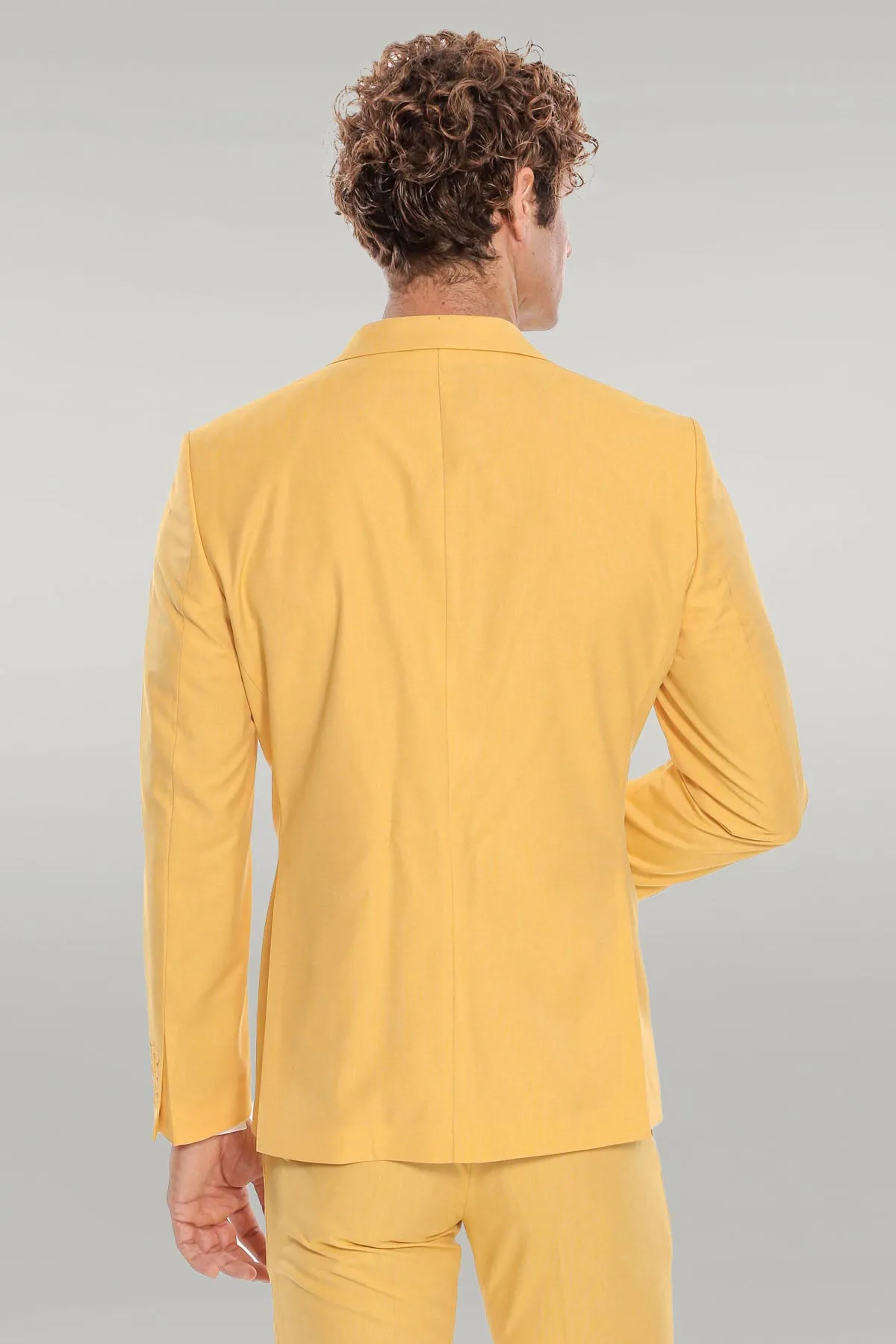 2 Piece Patterned Slim Fit Yellow Men Suit - Wessi sold by Wessi product image thumbnail 4