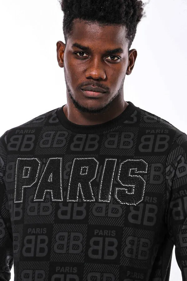 Black Printed Slim Fit Sweatshirt - Wessi sold by Wessi