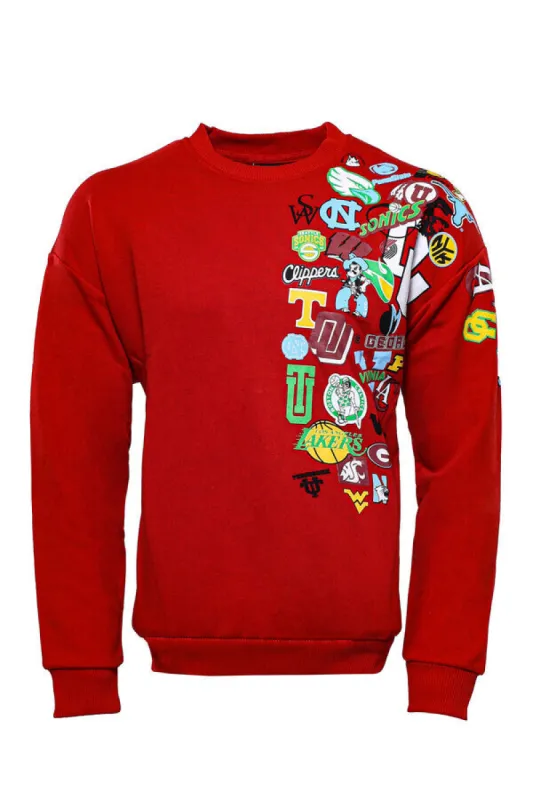 Red Crew Neck Printed Sweatshirt - Wessi sold by Wessi