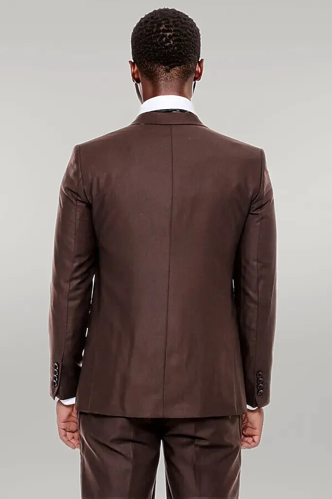 Plain Slim Fit Brown Men Suit - Wessi sold by Wessi product image thumbnail 4