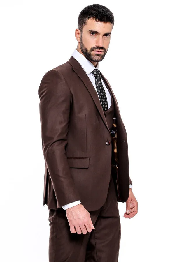 Plain Slim Fit Brown Men Suit - Wessi sold by Wessi product image thumbnail 5
