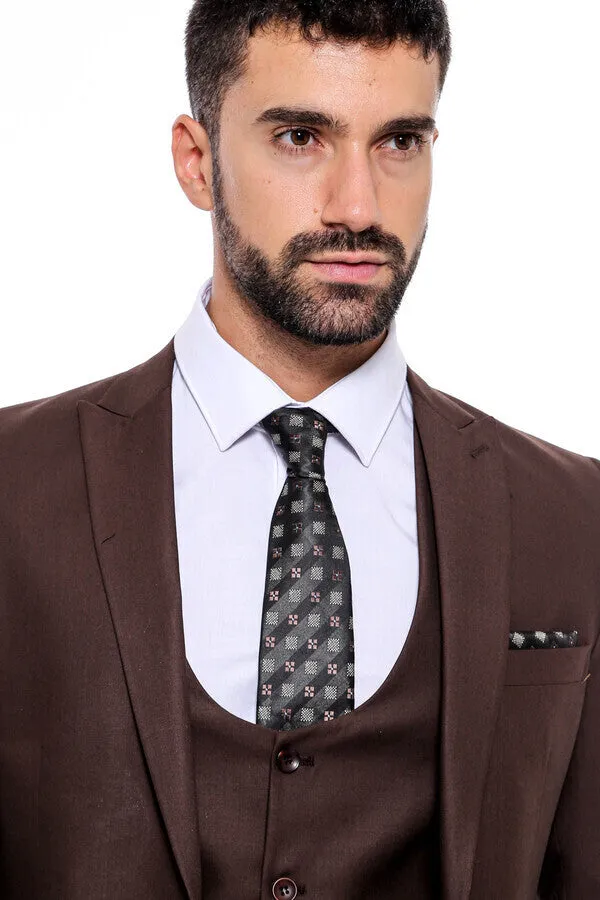 Plain Slim Fit Brown Men Suit - Wessi sold by Wessi product image thumbnail 3