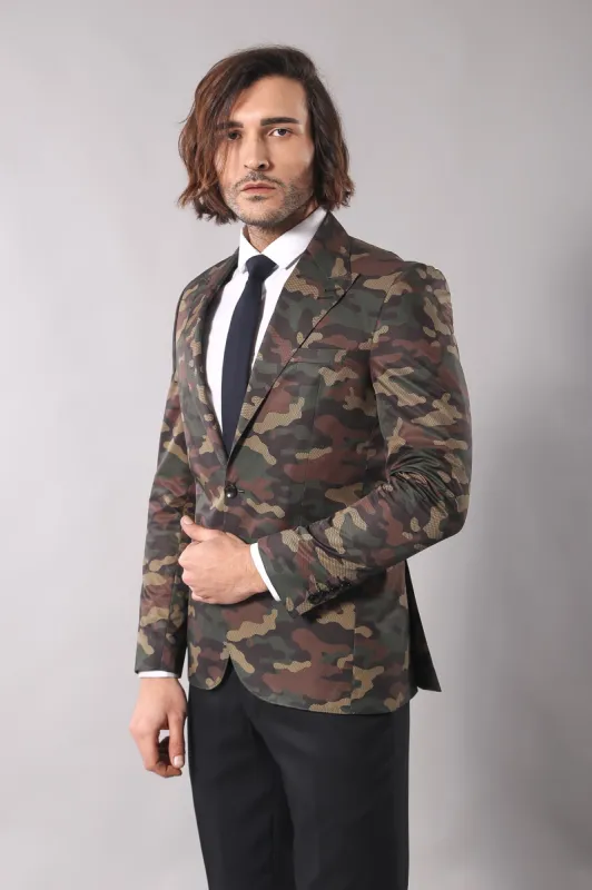 Single Button Camouflage Green Jacket-Wessi sold by Wessi