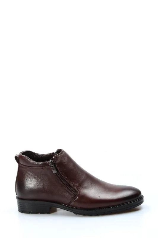 Men's Brown Leather Zip Ankle Boots-Wessi sold by Wessi