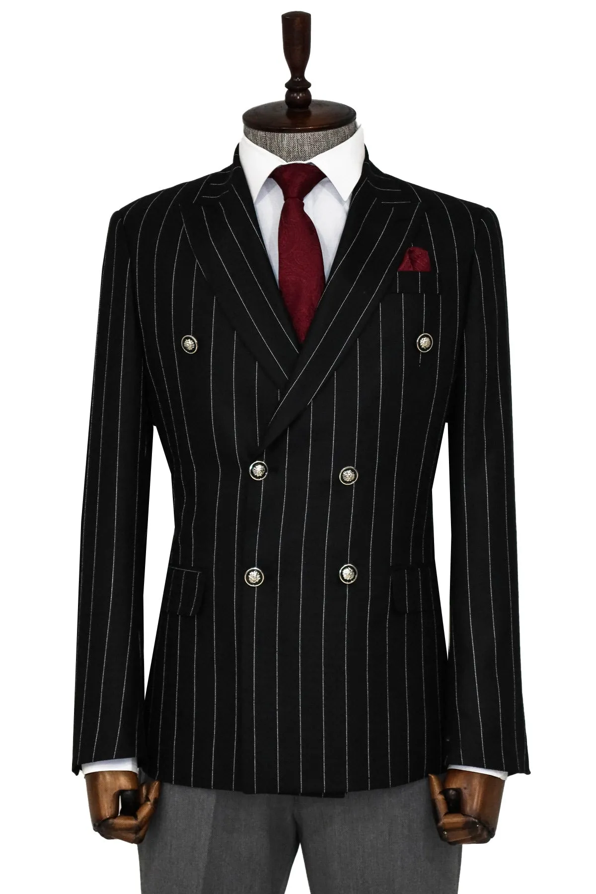 【TK】THE NERDYS Chino Double Breasted Wessi Double Breasted Slim Fit Striped Black Men Blazer