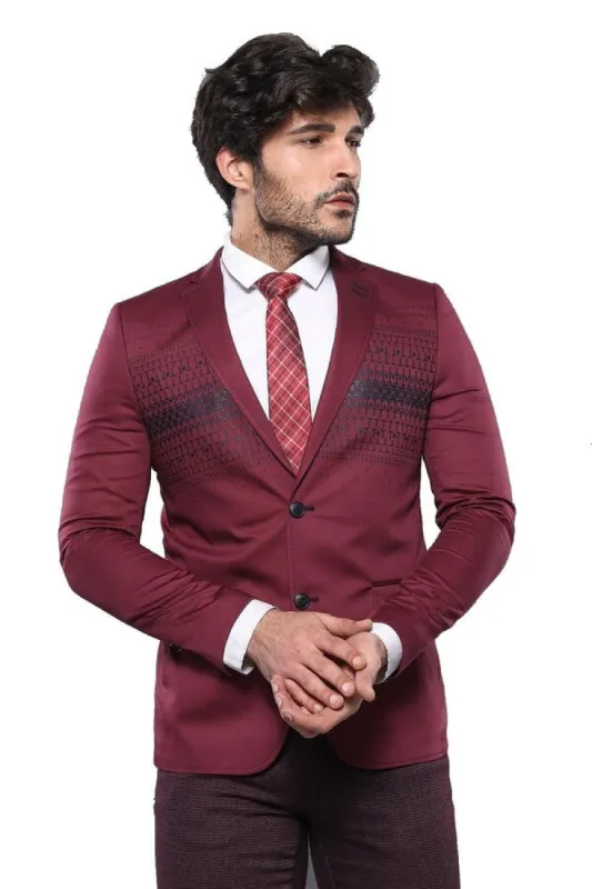 Chest Modeled Slim Fit Burgundy Jacket | Wessi sold by Wessi