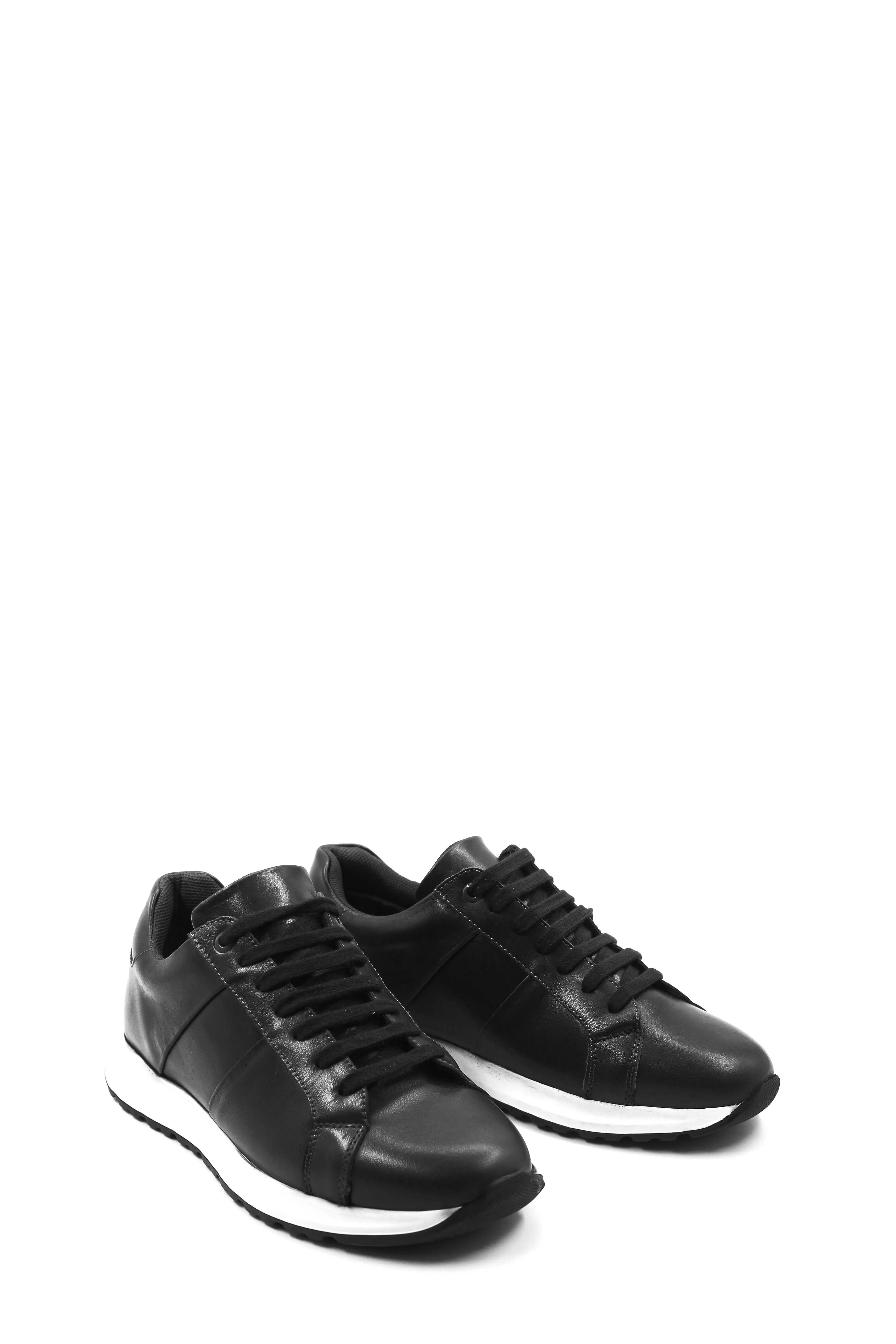 Men's Black Leather Sneakers with White Contrast Sole - Wessi sold by Wessi product image thumbnail 4