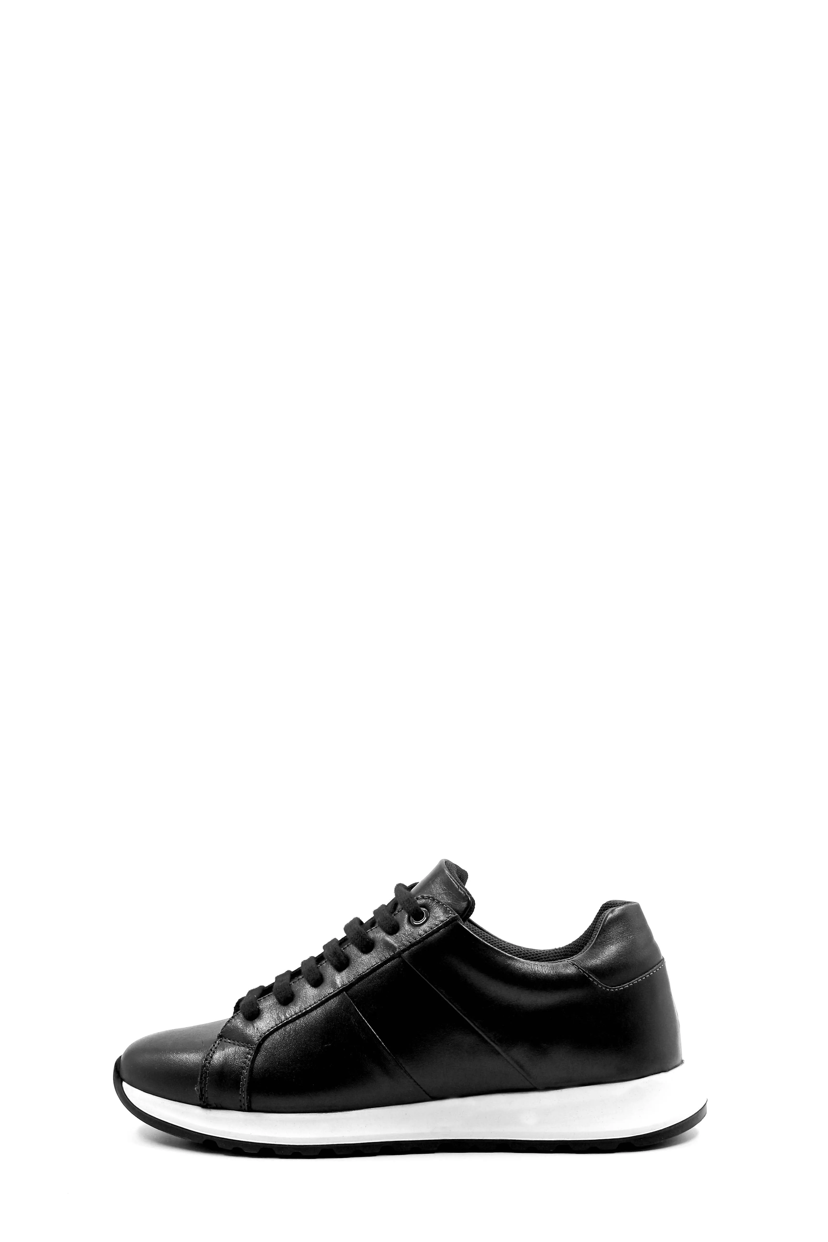 Men's Black Leather Sneakers with White Contrast Sole - Wessi sold by Wessi product image thumbnail 2