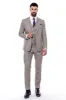Patterned Vested Slim-Fit Beige Men’s Suit - Wessi sold by Wessi