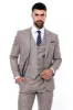 Patterned Vested Slim-Fit Beige Men’s Suit - Wessi sold by Wessi