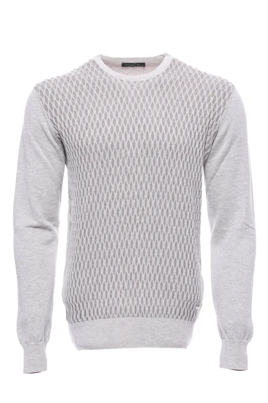 White Diamond Patterned Circle Neck Sweater - Wessi sold by Wessi