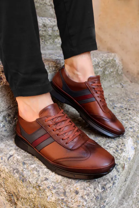 Brown Leather Stripe Sneakers Wessi sold by Wessi