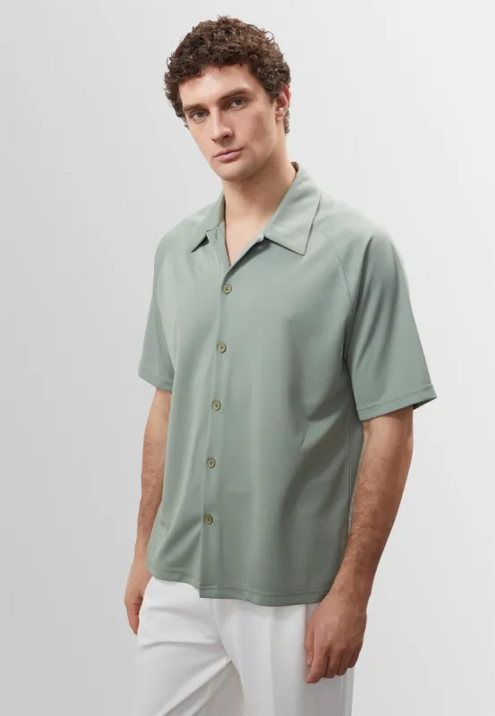 Light Khaki Oversize Short Sleeve Men's Shirt - Wessi sold by Wessi