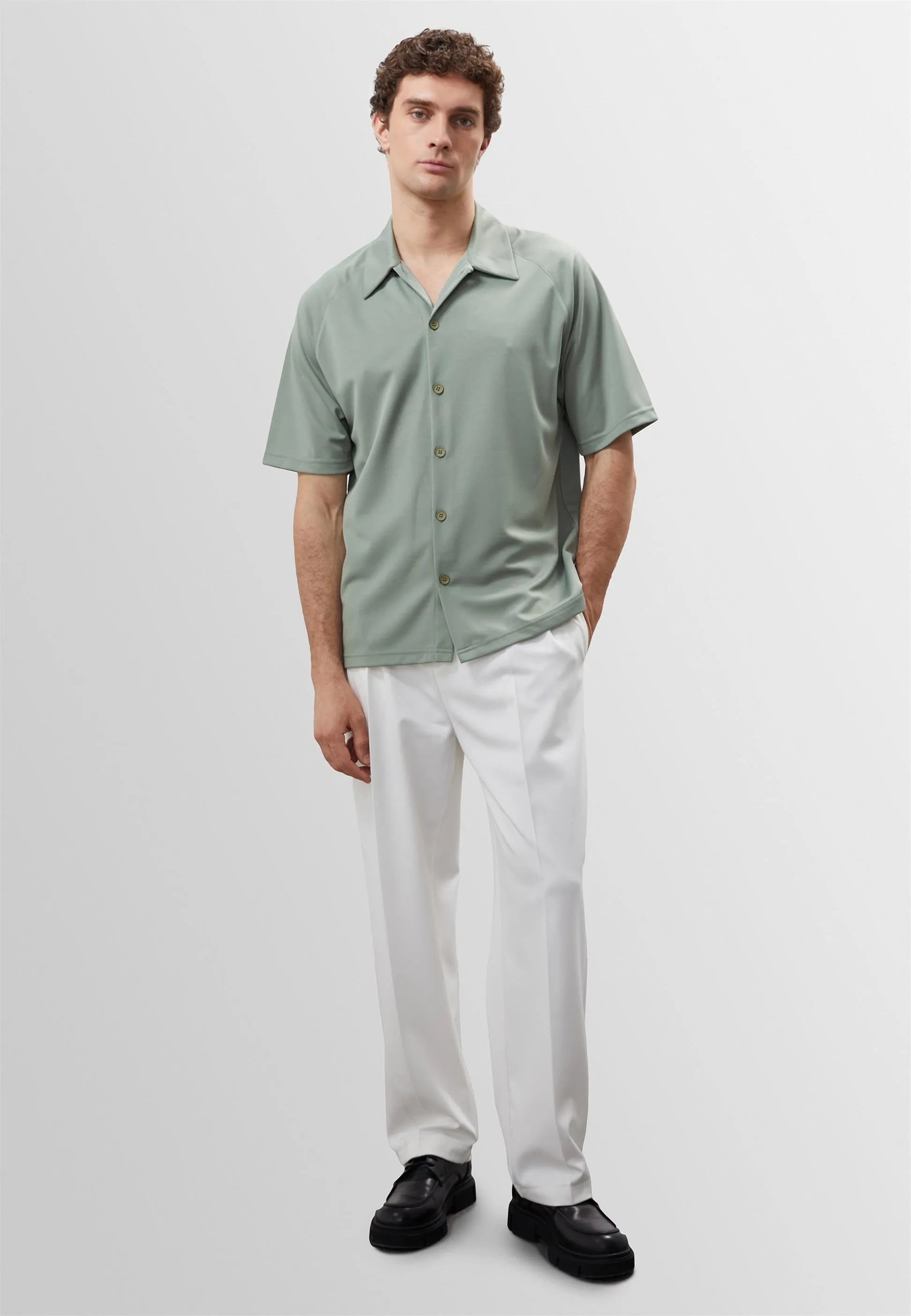 Light Khaki Oversize Short Sleeve Men's Shirt - Wessi sold by Wessi product image thumbnail 3
