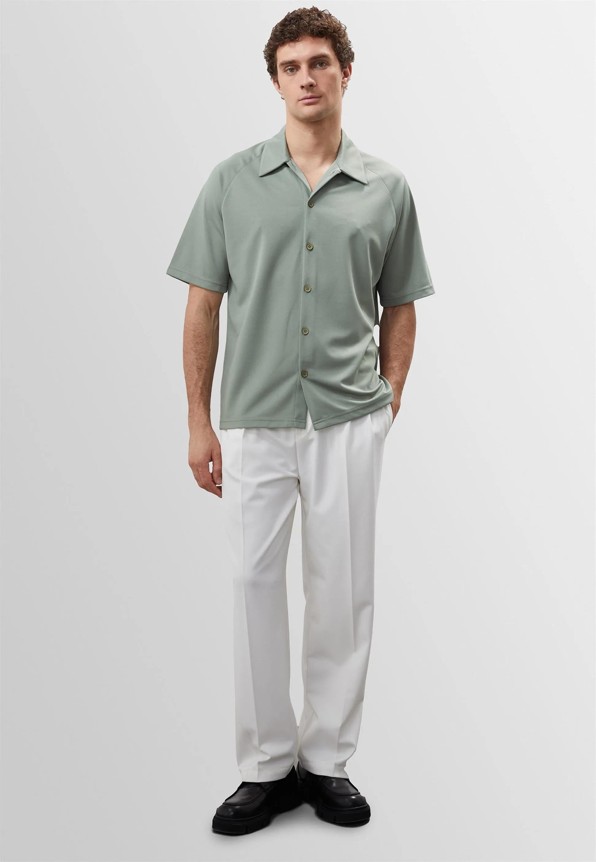 Light Khaki Oversize Short Sleeve Men's Shirt - Wessi sold by Wessi product image thumbnail 4