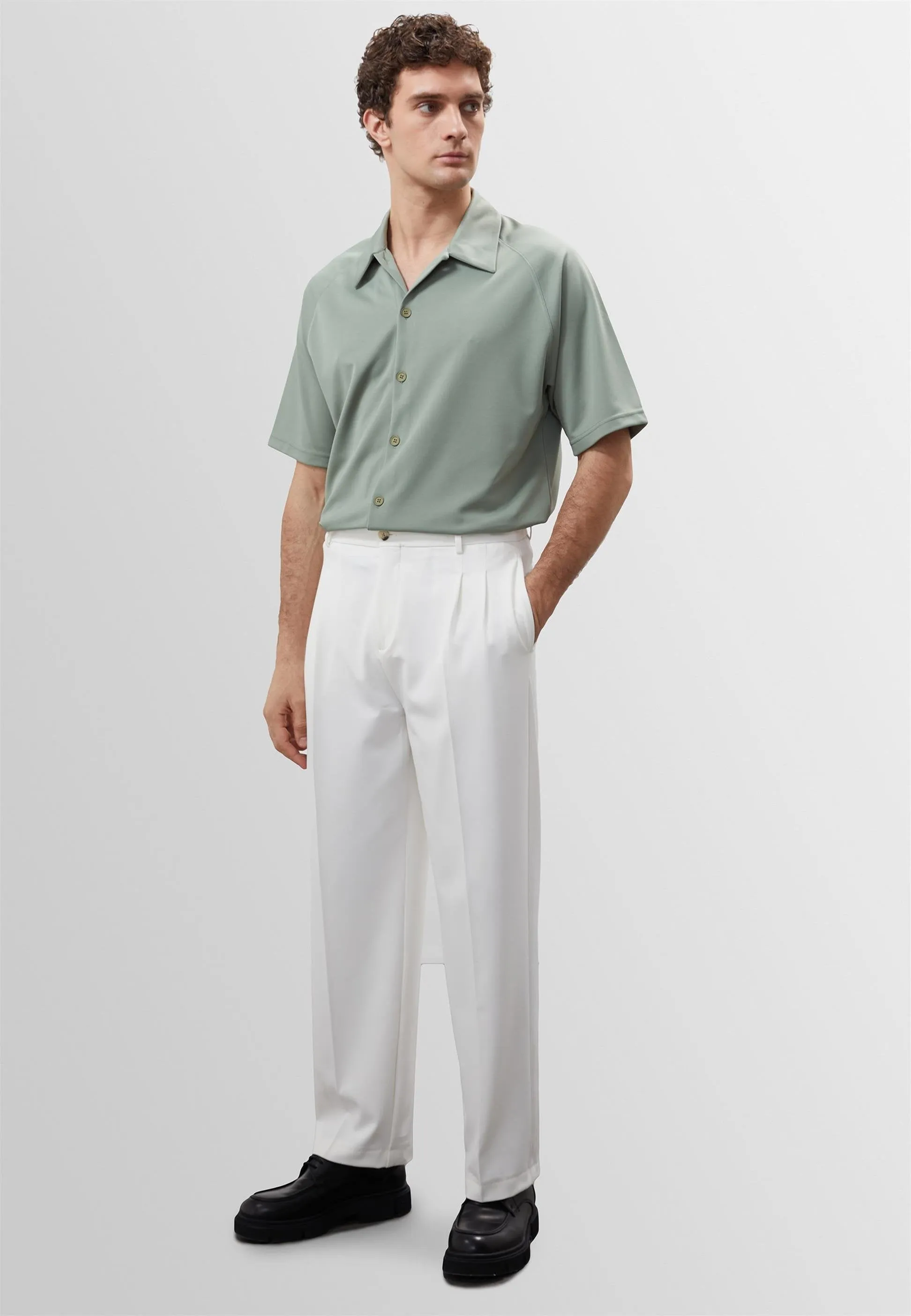 Light Khaki Oversize Short Sleeve Men's Shirt - Wessi sold by Wessi product image thumbnail 2