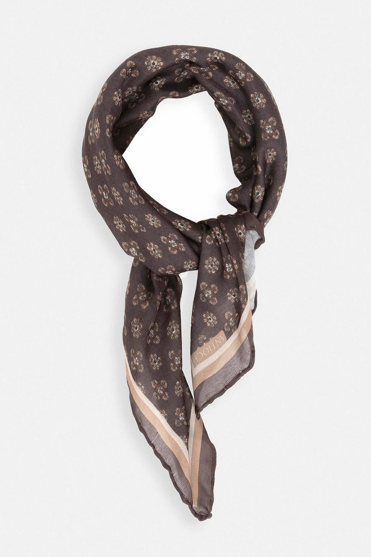 Men's Brown Floral Patterned Scarf - Wessi sold by Wessi product image thumbnail 2