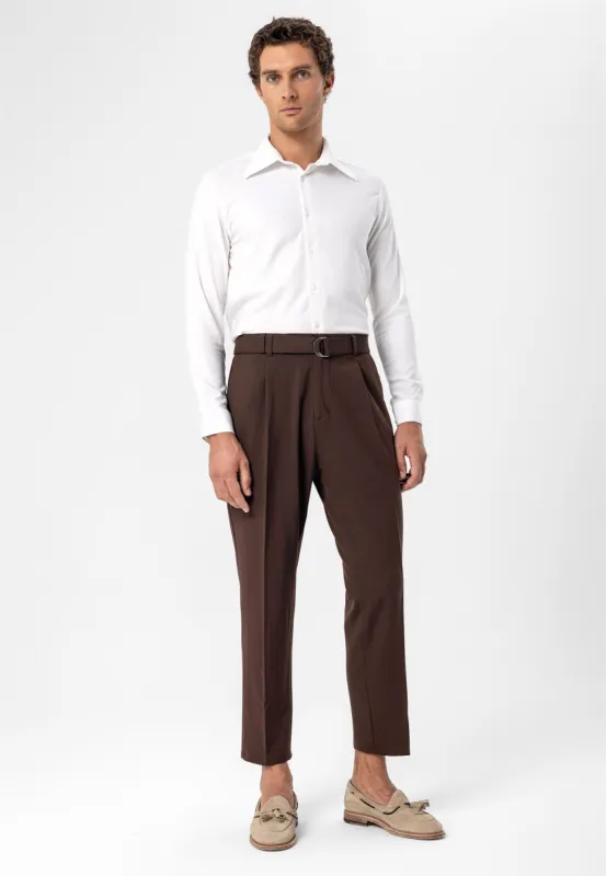 Men's Brown High Waist Girdle Closure  Trousers - Wessi sold by Wessi