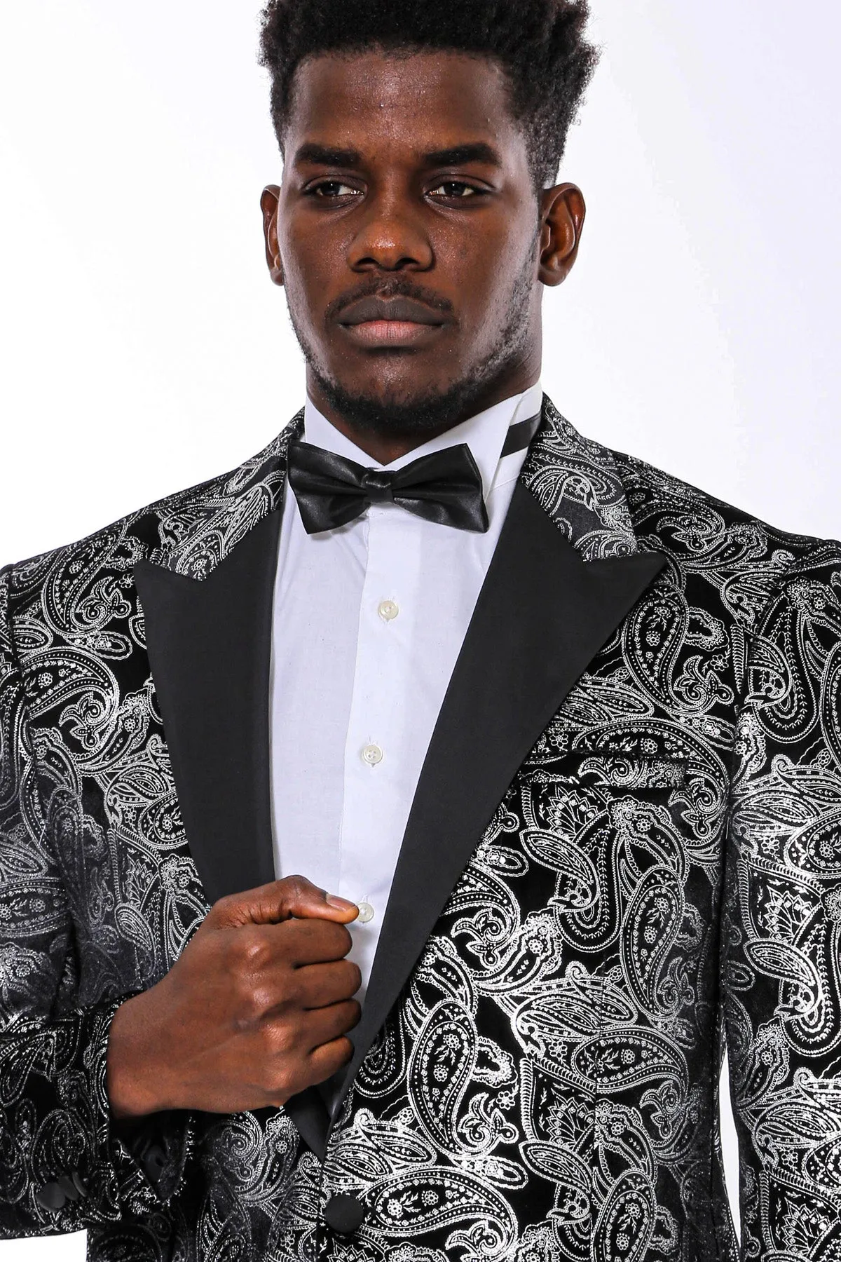 Gold Patterned Over Grey Men Party Blazer - Wessi sold by Wessi product image thumbnail 2