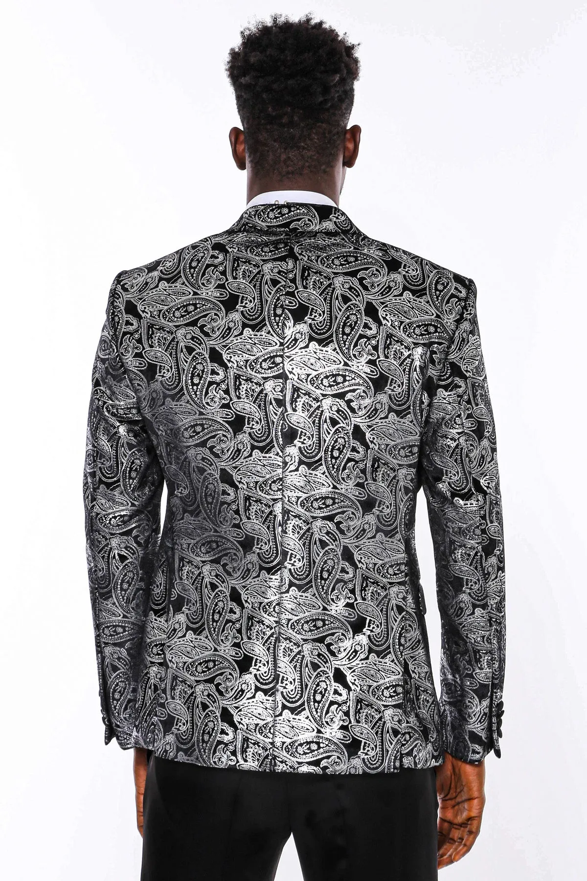 Gold Patterned Over Grey Men Party Blazer - Wessi sold by Wessi product image thumbnail 4