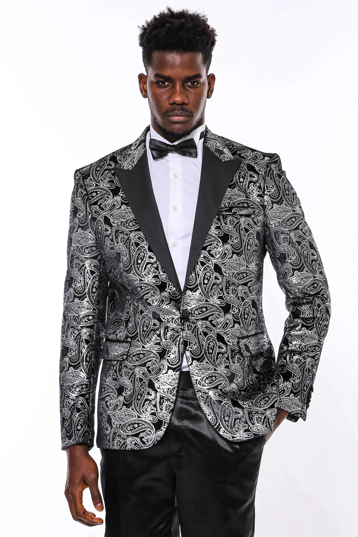 Gold Patterned Over Grey Men Party Blazer - Wessi sold by Wessi product image thumbnail 3