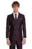 Double Breasted Plain Wide Lapel Purple Men Suit - Wessi sold by Wessi