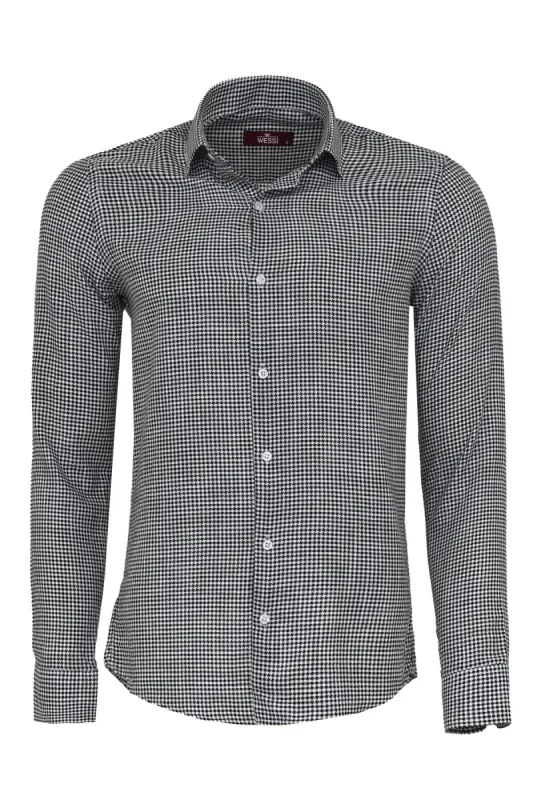 Houndstooth Pattern Black Men Shirt - Wessi sold by Wessi