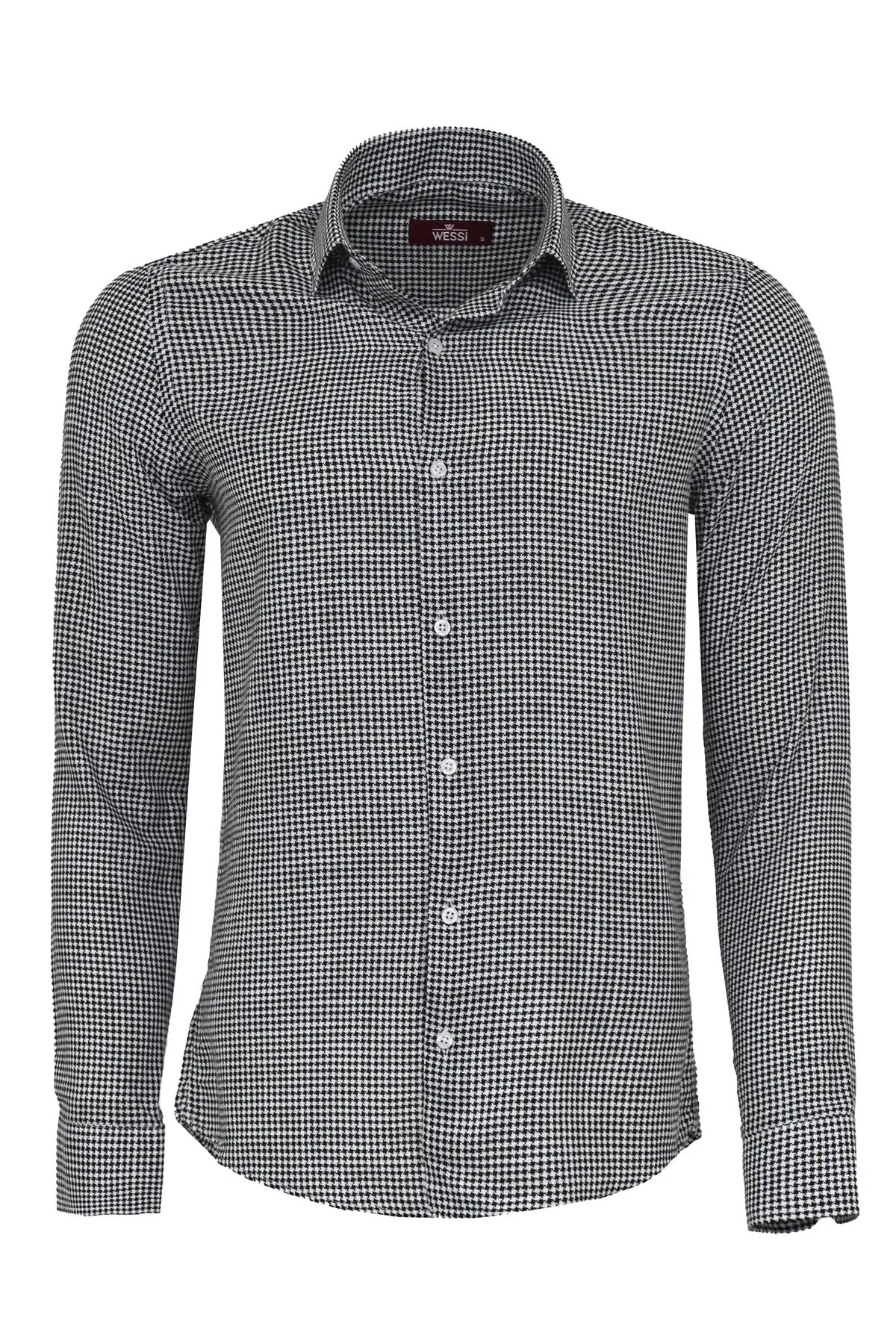 Houndstooth Pattern Black Men Shirt - Wessi sold by Wessi