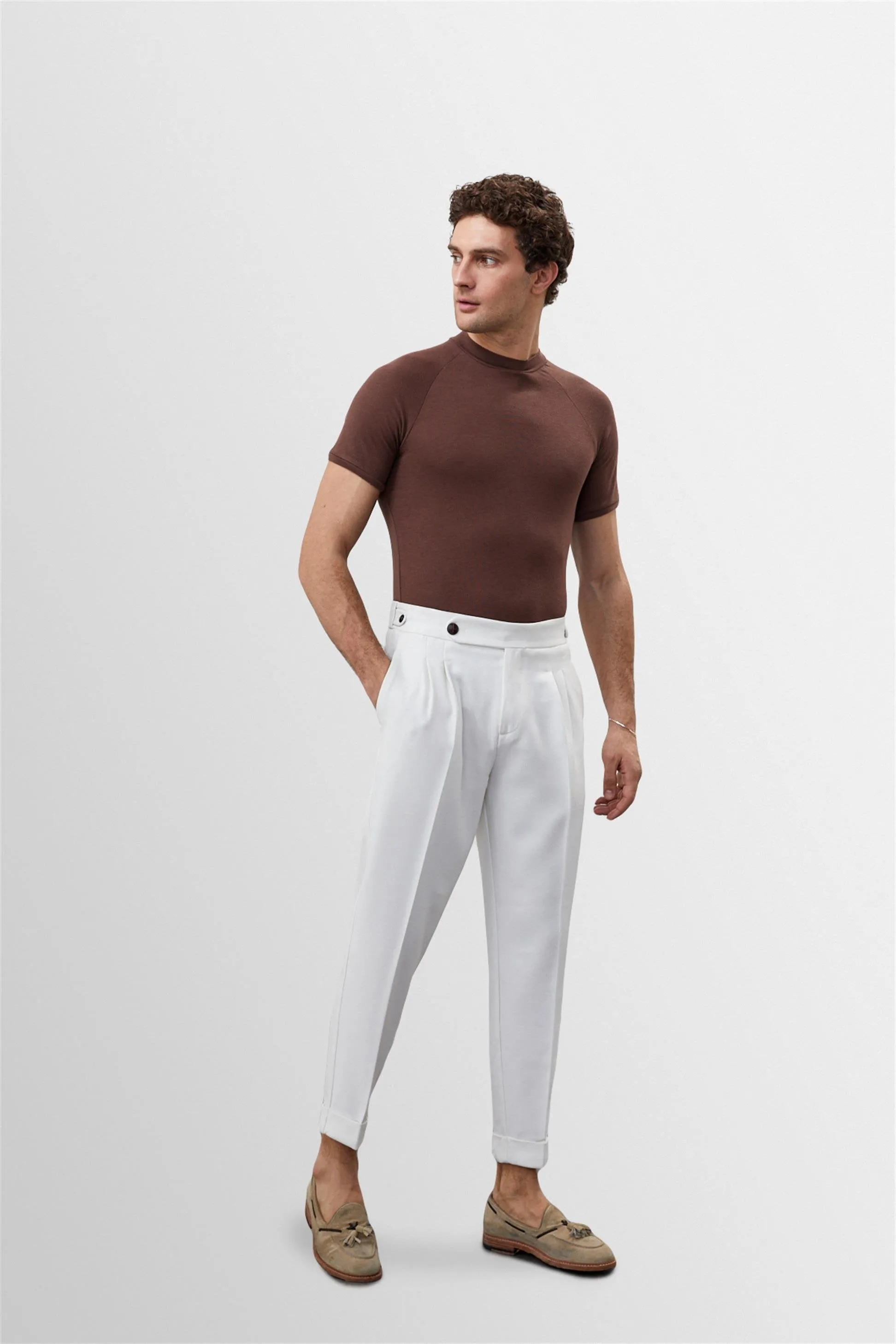 Brown Slim Fit Crew Neck Men's T-Shirt - Wessi sold by Wessi product image thumbnail 3