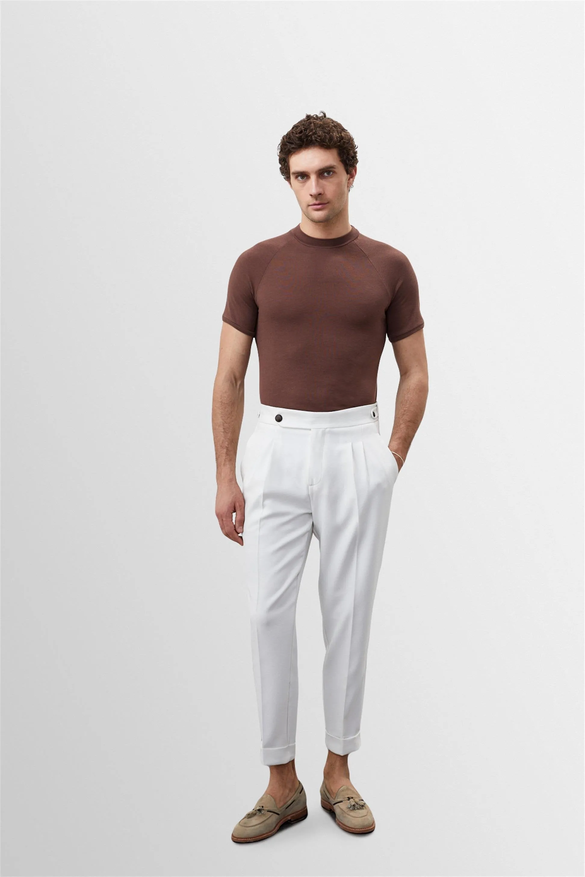 Brown Slim Fit Crew Neck Men's T-Shirt - Wessi sold by Wessi