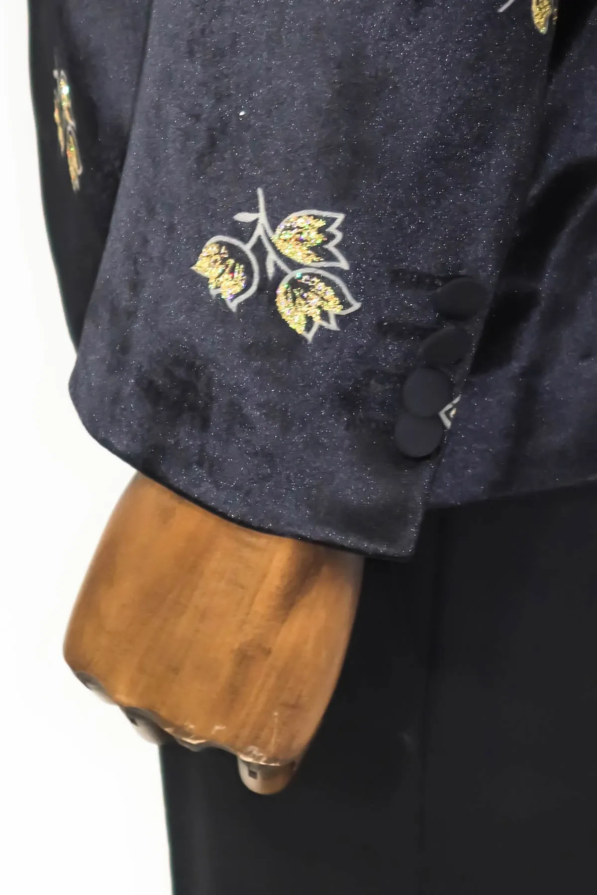 Gold Floral Patterned Shiny Black Men Party Tuxedo Blazer - Wessi sold by Wessi product image thumbnail 5