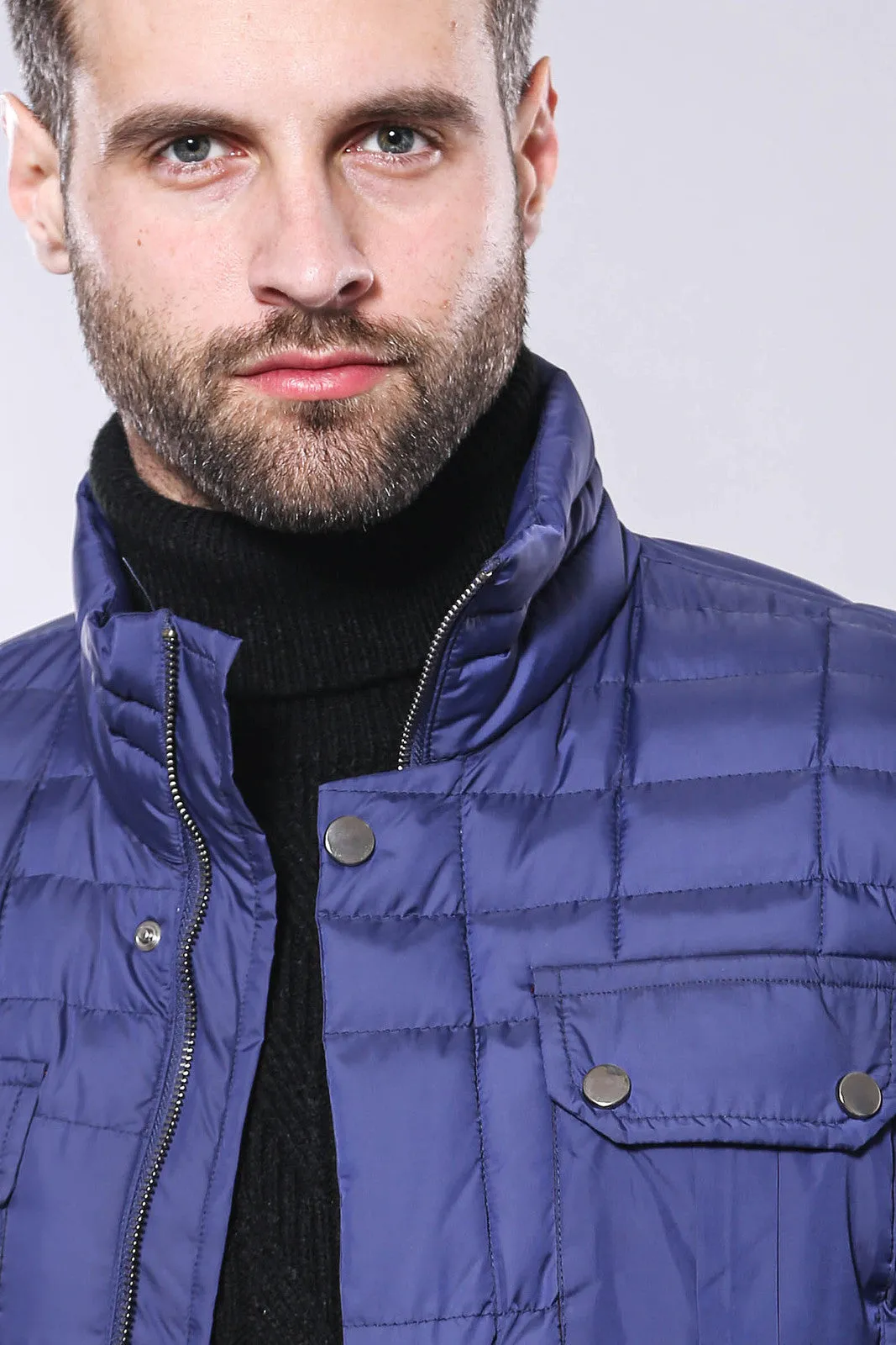 Quilted Blue Men Winter Coat - Wessi sold by Wessi product image thumbnail 2