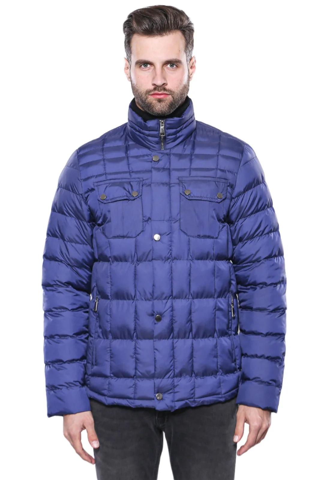 Quilted Blue Men Winter Coat - Wessi sold by Wessi
