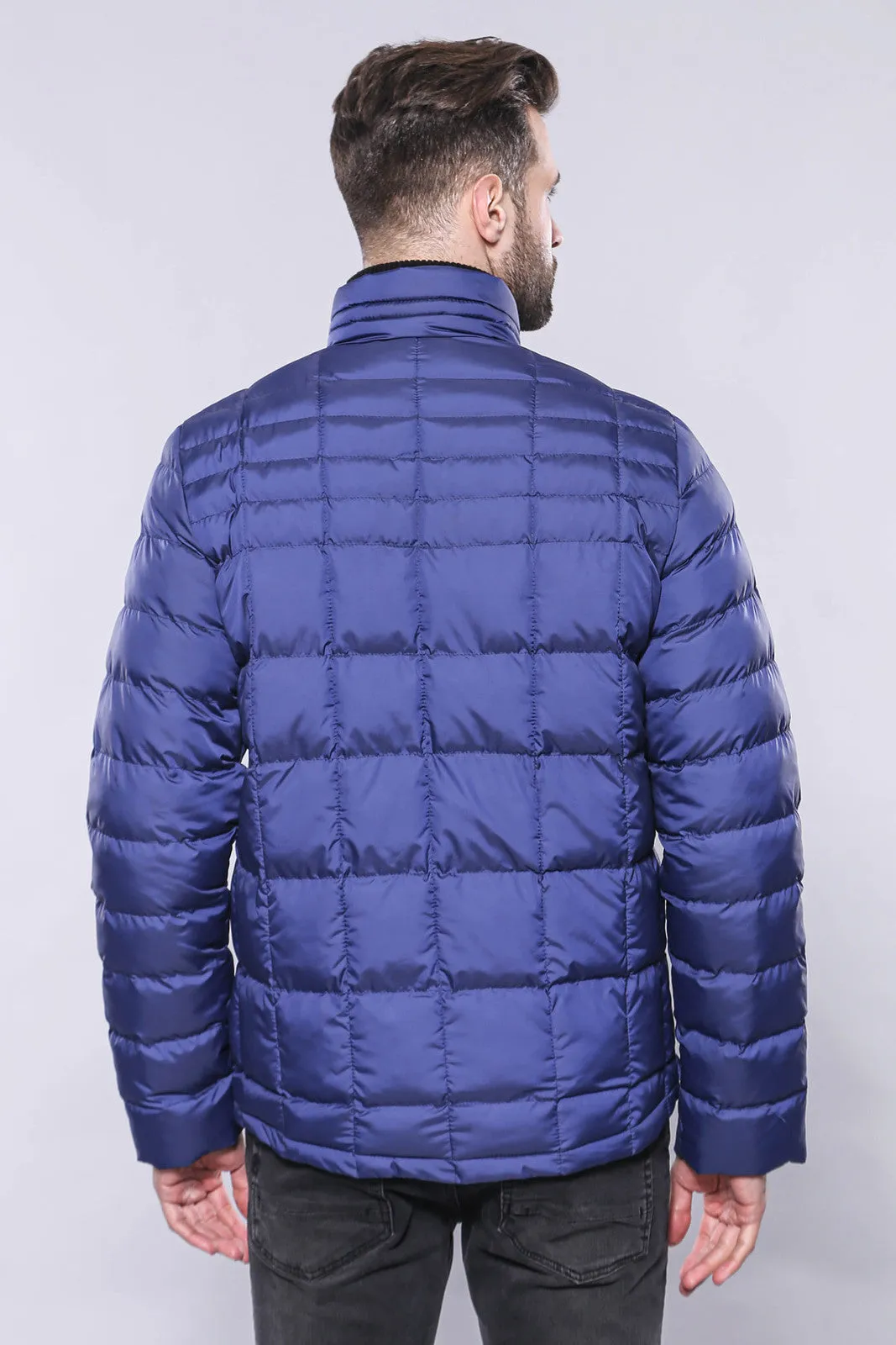 Quilted Blue Men Winter Coat - Wessi sold by Wessi product image thumbnail 4