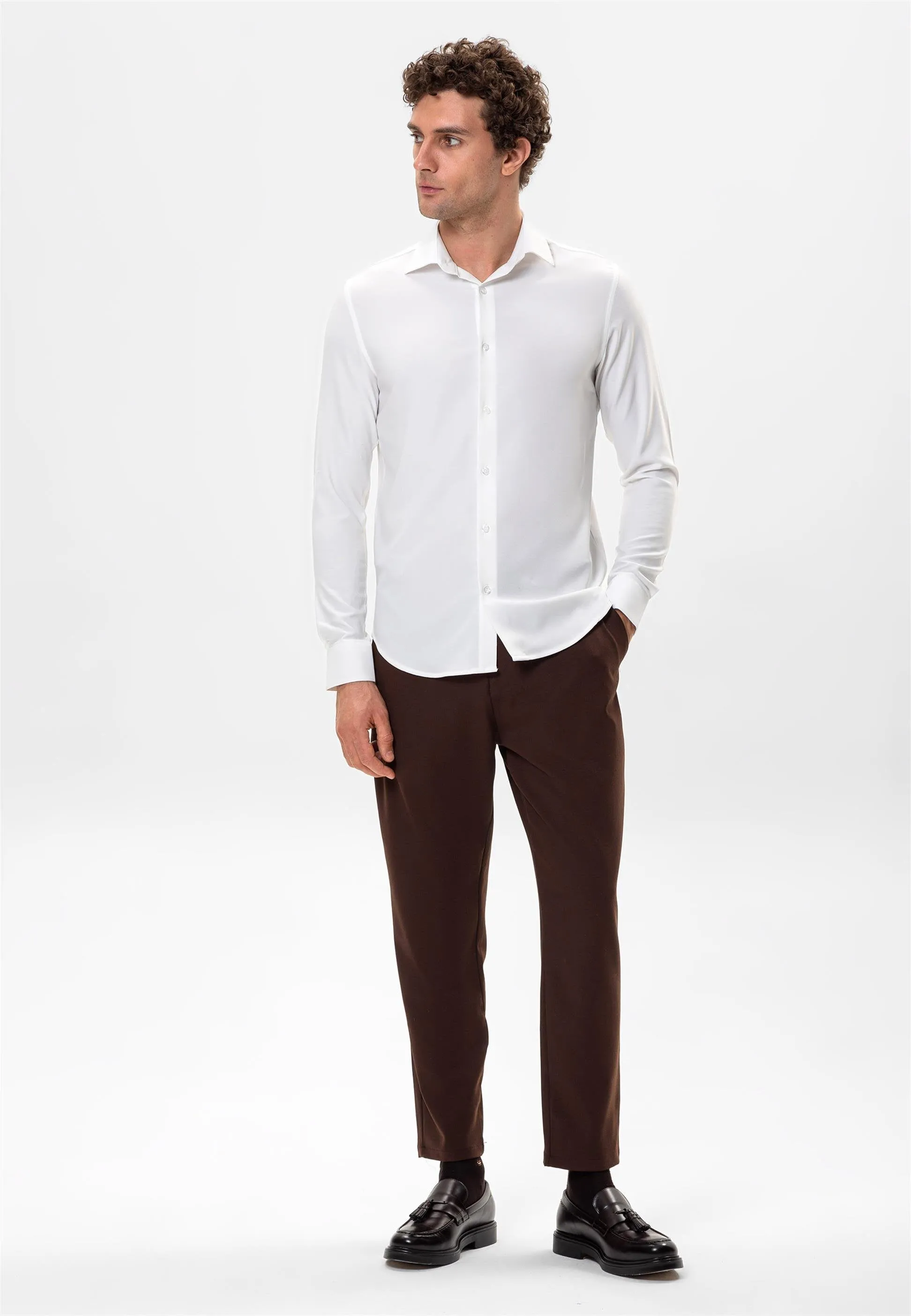 White Slim Fit Men's Shirt - Wessi sold by Wessi product image thumbnail 4