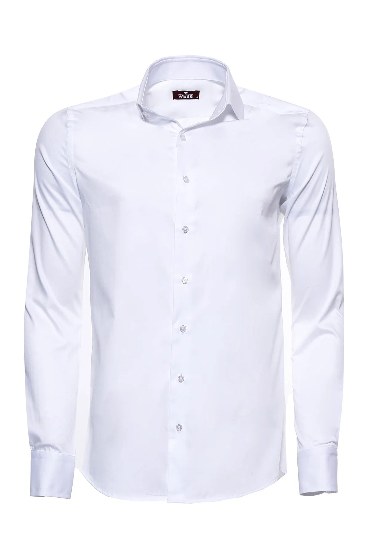 Cotton Satin Plain Slim Fit White Men Shirt - Wessi sold by Wessi product image thumbnail 4