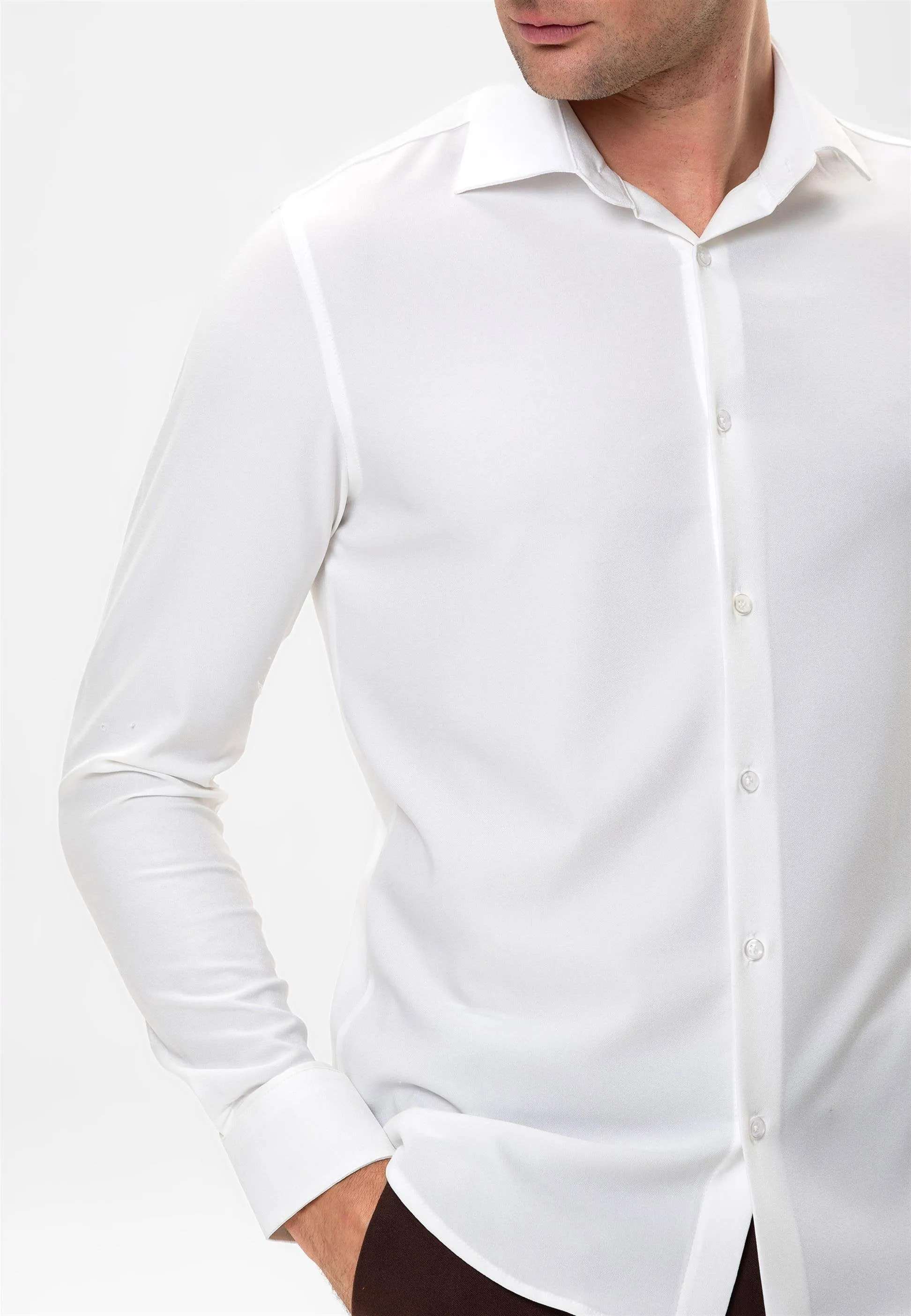 White Slim Fit Men's Shirt - Wessi sold by Wessi product image thumbnail 5