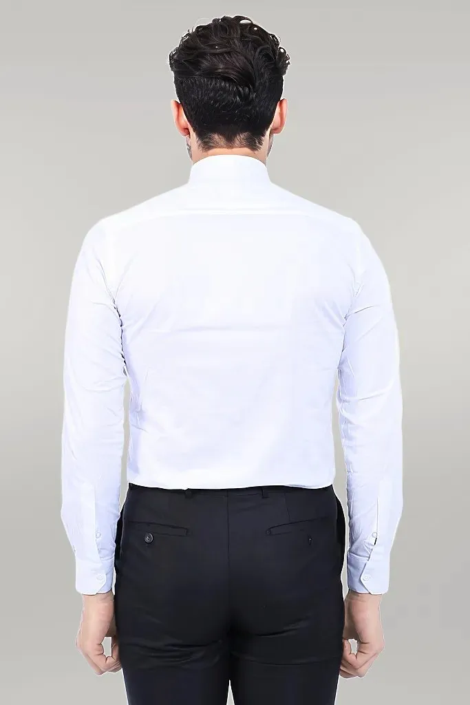 Cotton Satin Plain Slim Fit White Men Shirt - Wessi sold by Wessi product image thumbnail 3
