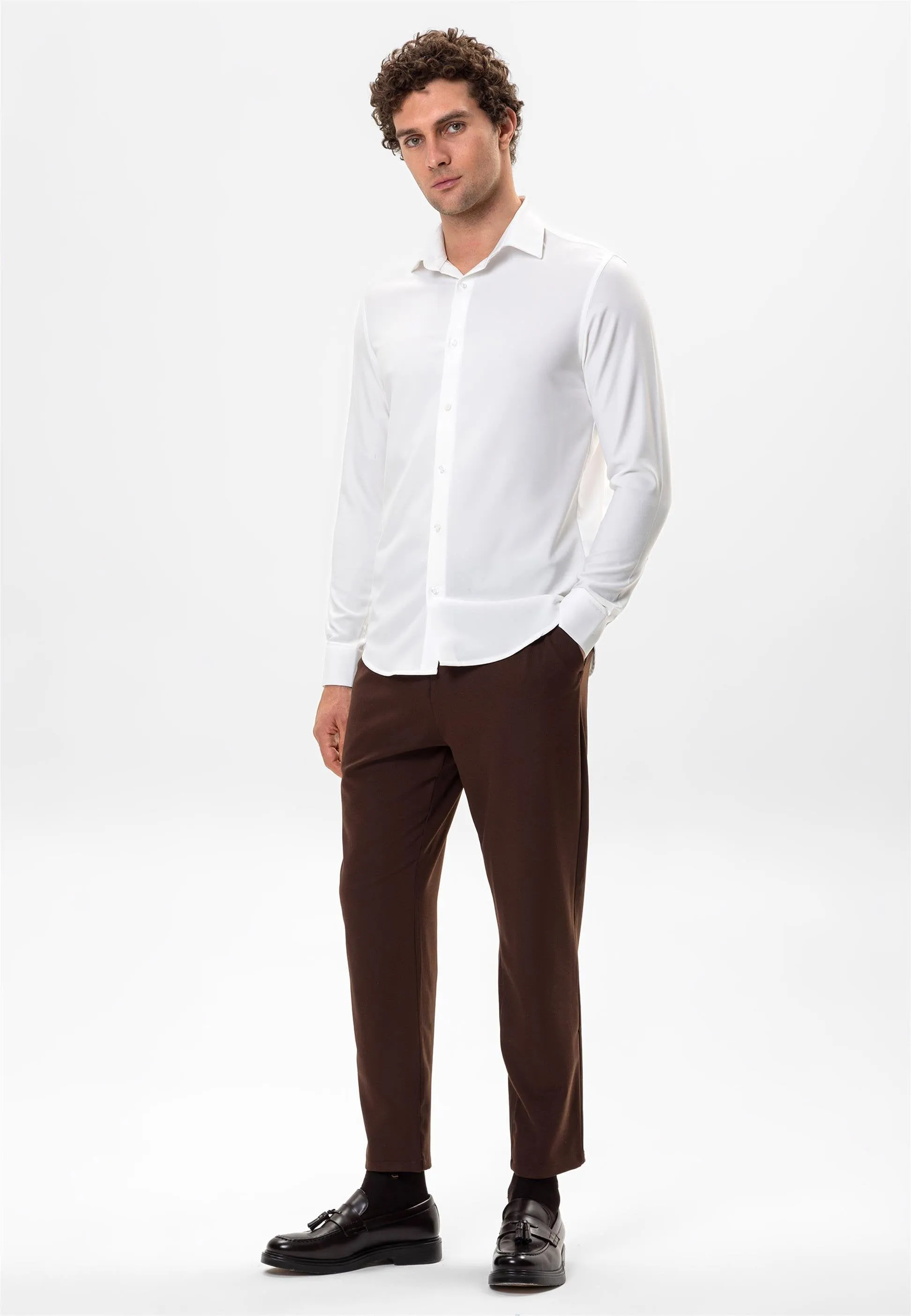 White Slim Fit Men's Shirt - Wessi sold by Wessi product image thumbnail 3