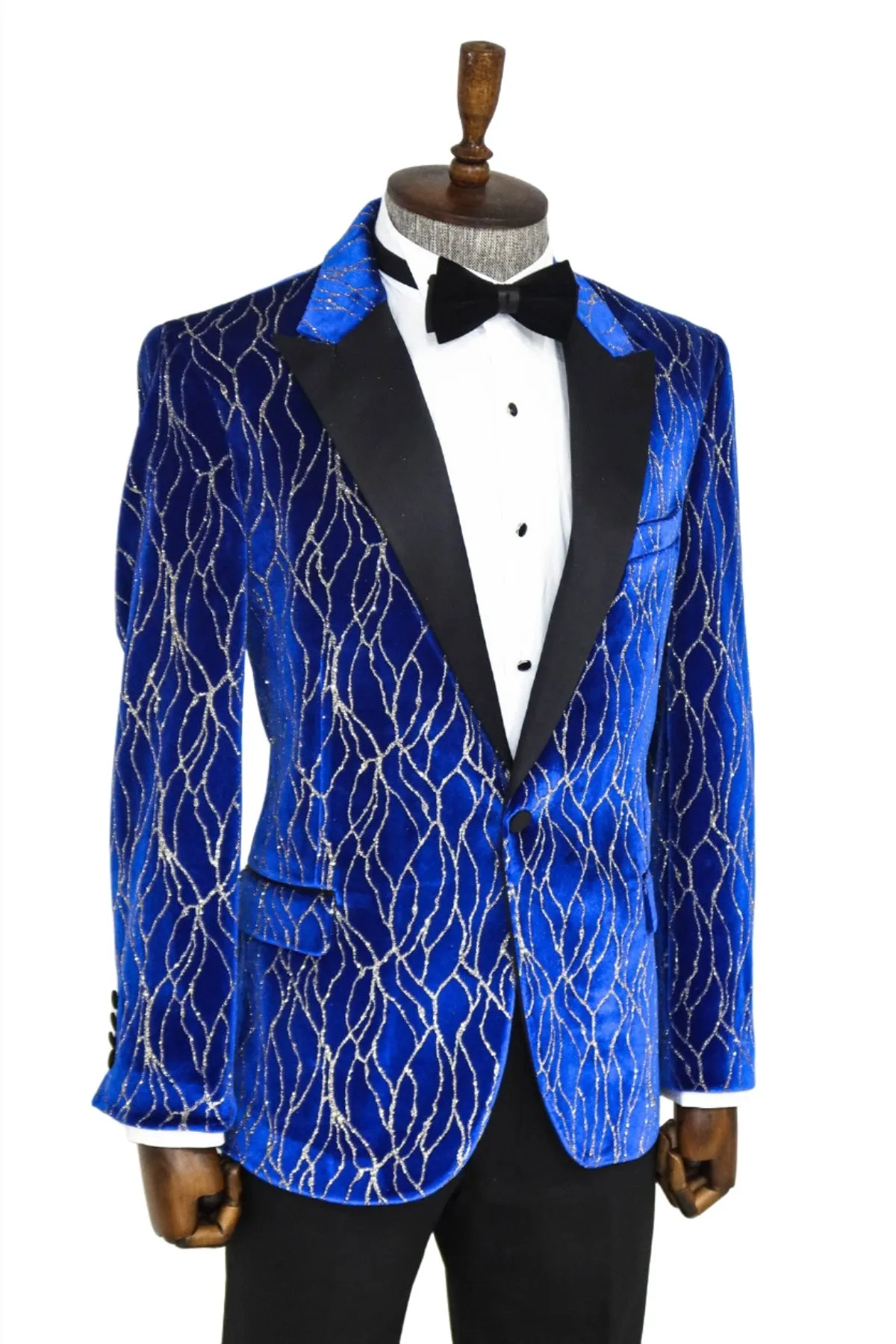 Silver Patterned Blue Men Performers Tuxedo Jackets - Wessi sold by Wessi product image thumbnail 5
